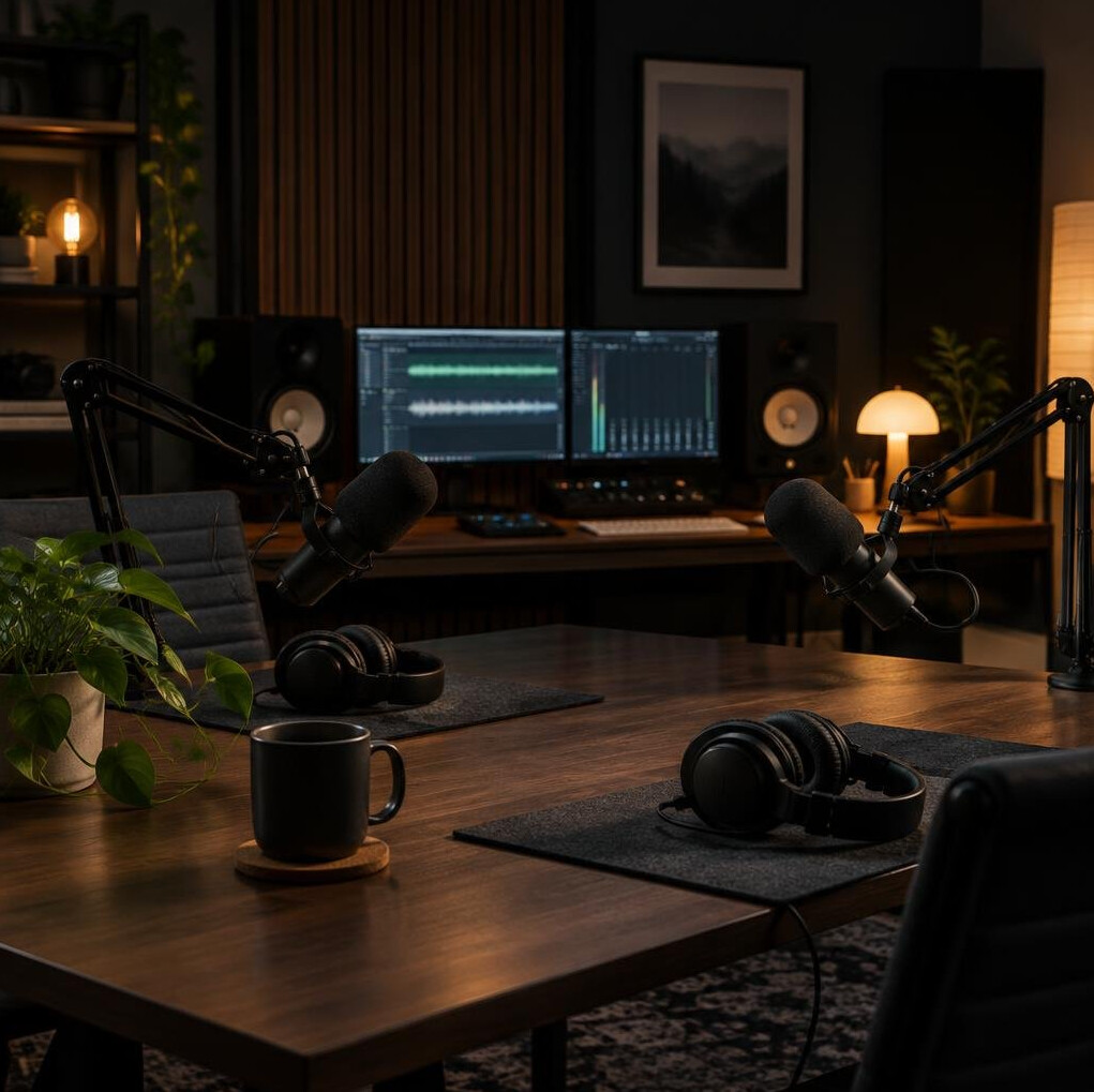 Recording studio with equipment