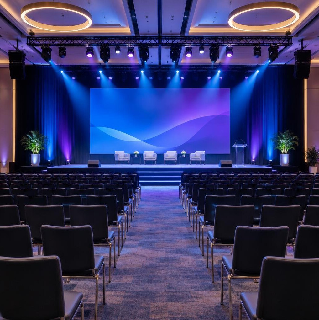 Event hall with stage lighting