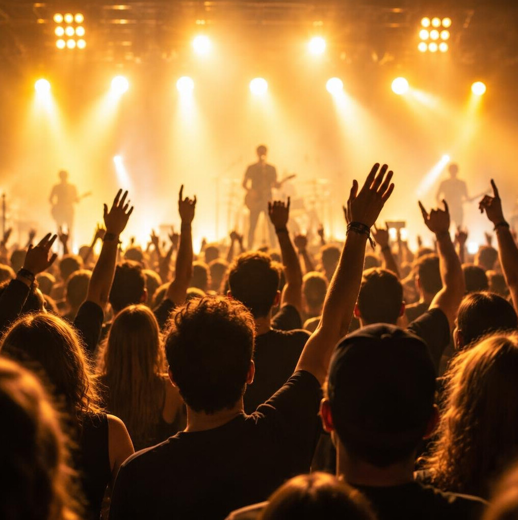 Crowd at a live show under lights